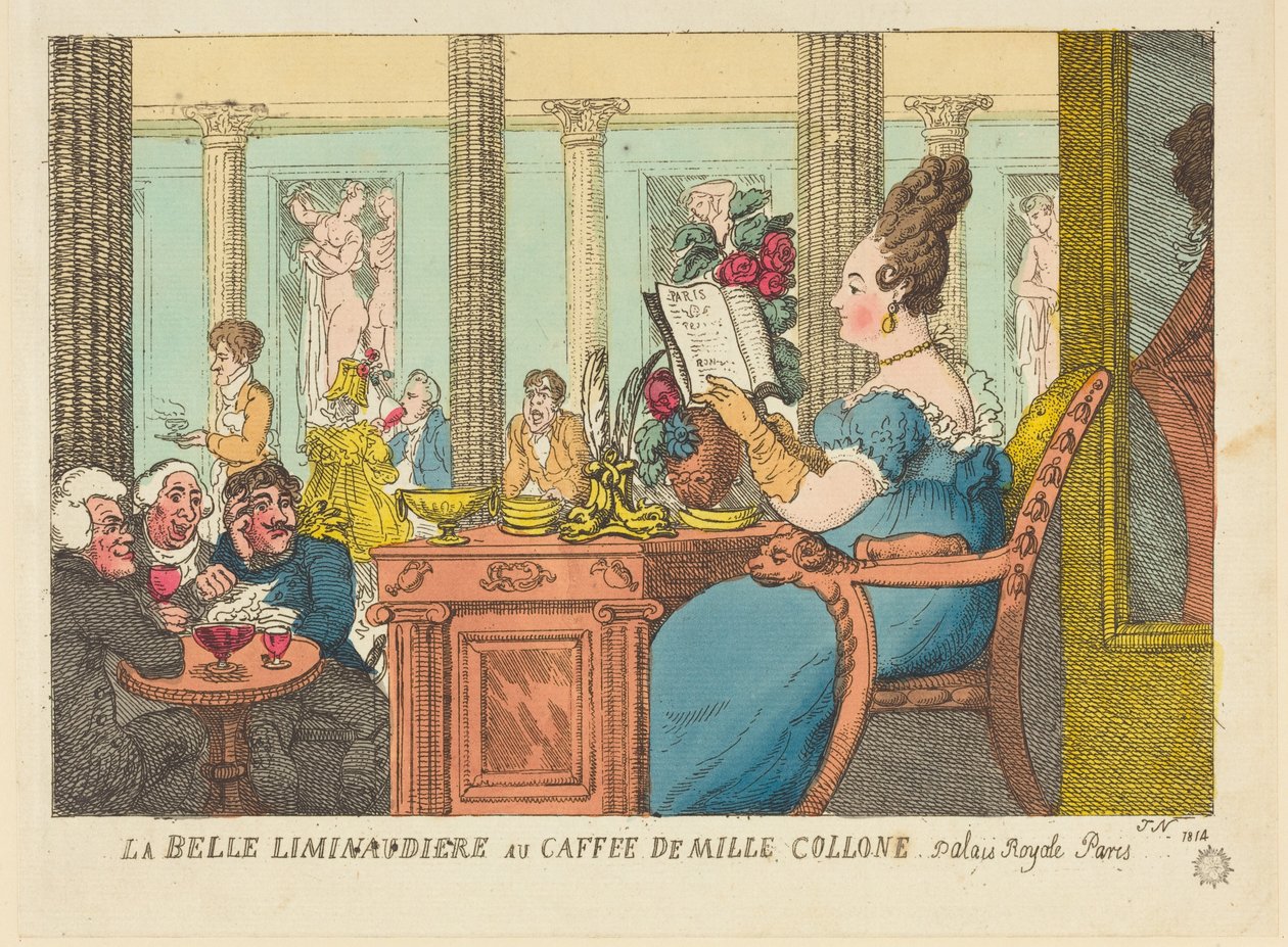 La Belle Limonaudiere v Café des Mille Colonnes, Palais Royal, Paříž od Thomas Rowlandson