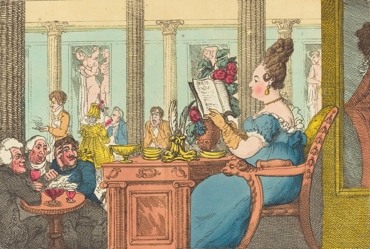 La Belle Limonaudiere v Cafe des Mille Colonnes, Palais Royal, Paříž, 1814. od Thomas Rowlandson
