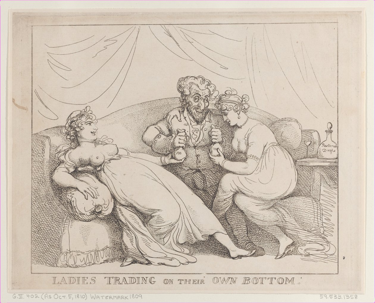 Dámy obchodující na svém dně, 5. října 1810., 5. října 1810. od Thomas Rowlandson