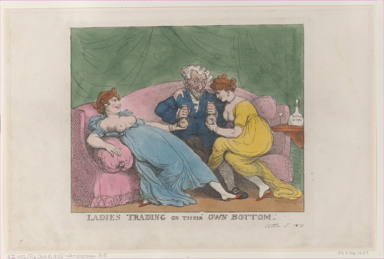 Dámy obchodující na svém dně, [5. října 1810], dotisk., [5. října 1810], dotisk. od Thomas Rowlandson