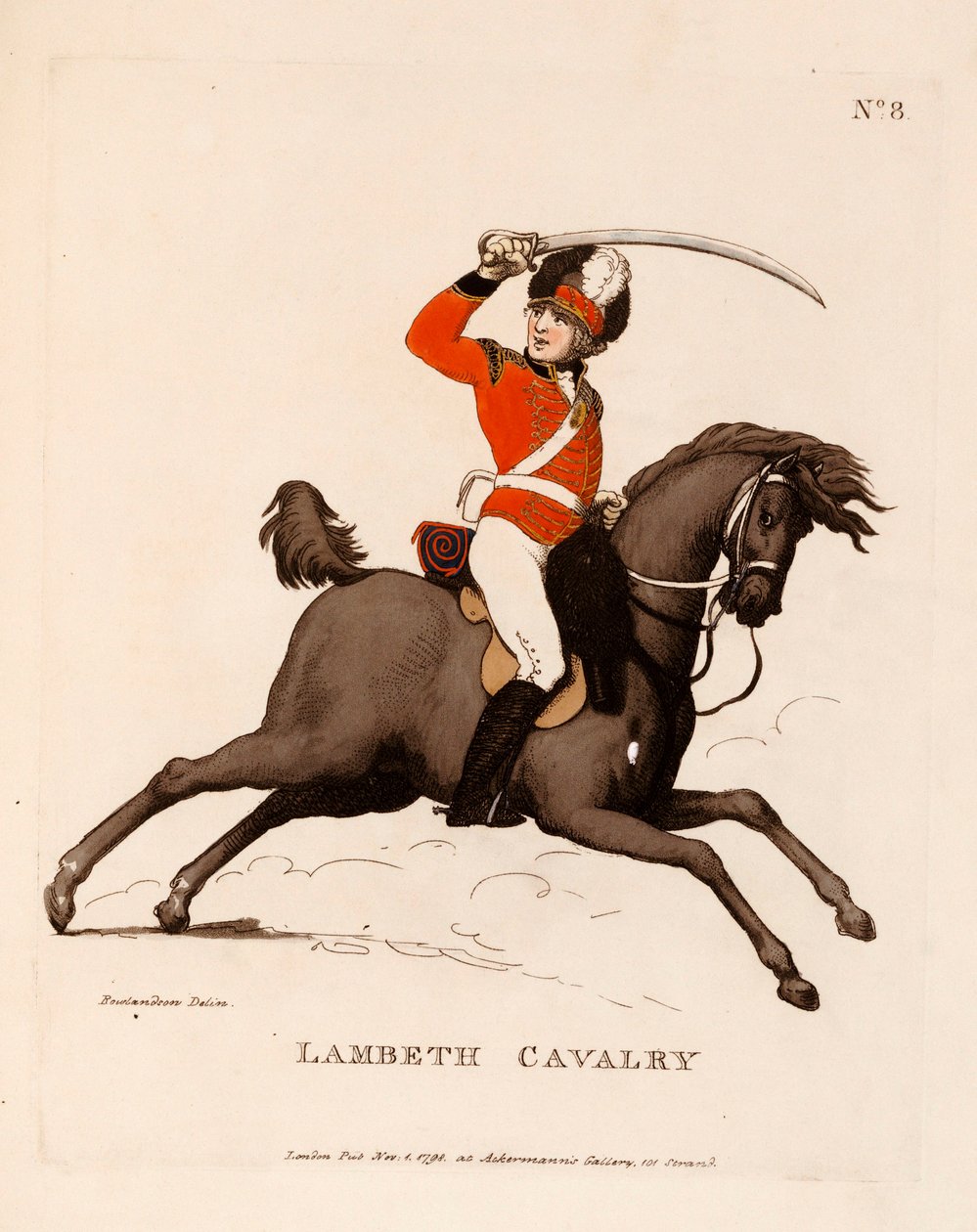 Lambeth Cavalry, z „Loyal Volunteers of London and Environs“, 1798-99 od Thomas Rowlandson