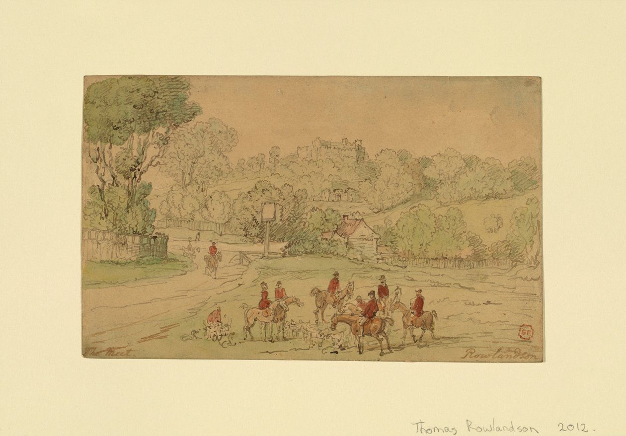 Krajina s loveckou scénou od Thomas Rowlandson