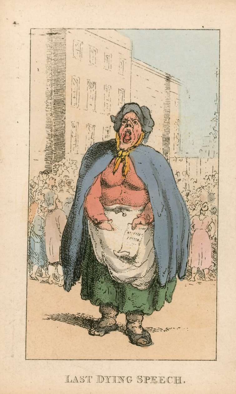 Poslední umírající řeč (kolorovaná rytina) od Thomas Rowlandson