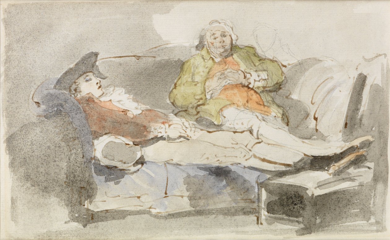 Lenošení na pohovce (akvarel přes pero a inkoust) od Thomas Rowlandson