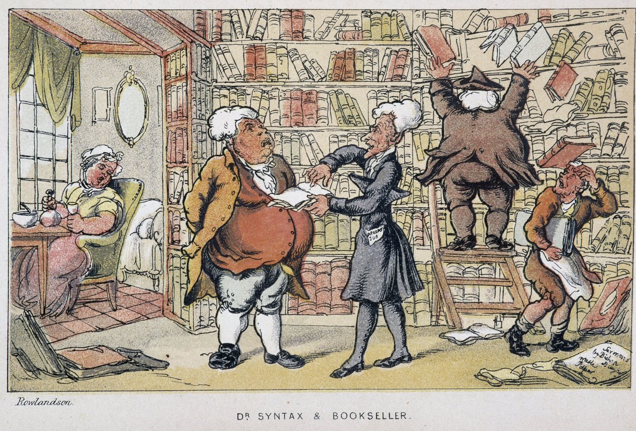 Le docteur et un marchand de livre - ve „“Třech cestách doktora Syntaxe: při hledání malebné útěchy a manželky““ od Williama Combe, nemocného. Rowlandson od Thomas Rowlandson