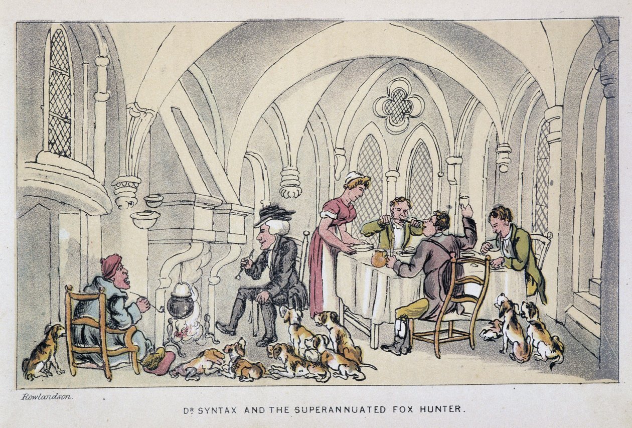 Le docteur à un repas des chasseurs - ve „“ třech cestách doktora Syntaxe: při hledání malebné útěchy a manželky““ od Williama Combe, nemocného. Rowlandson od Thomas Rowlandson