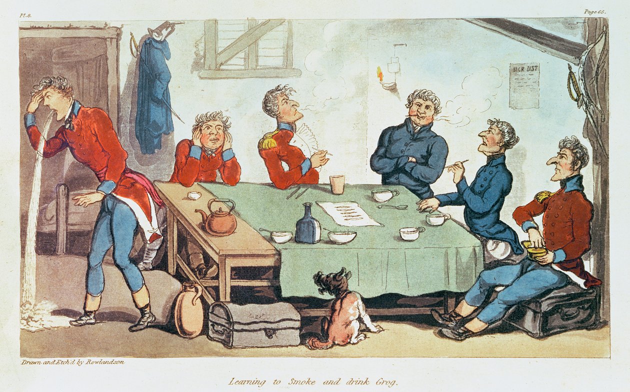Naučte se kouřit a pít grog. 1815 od Thomas Rowlandson