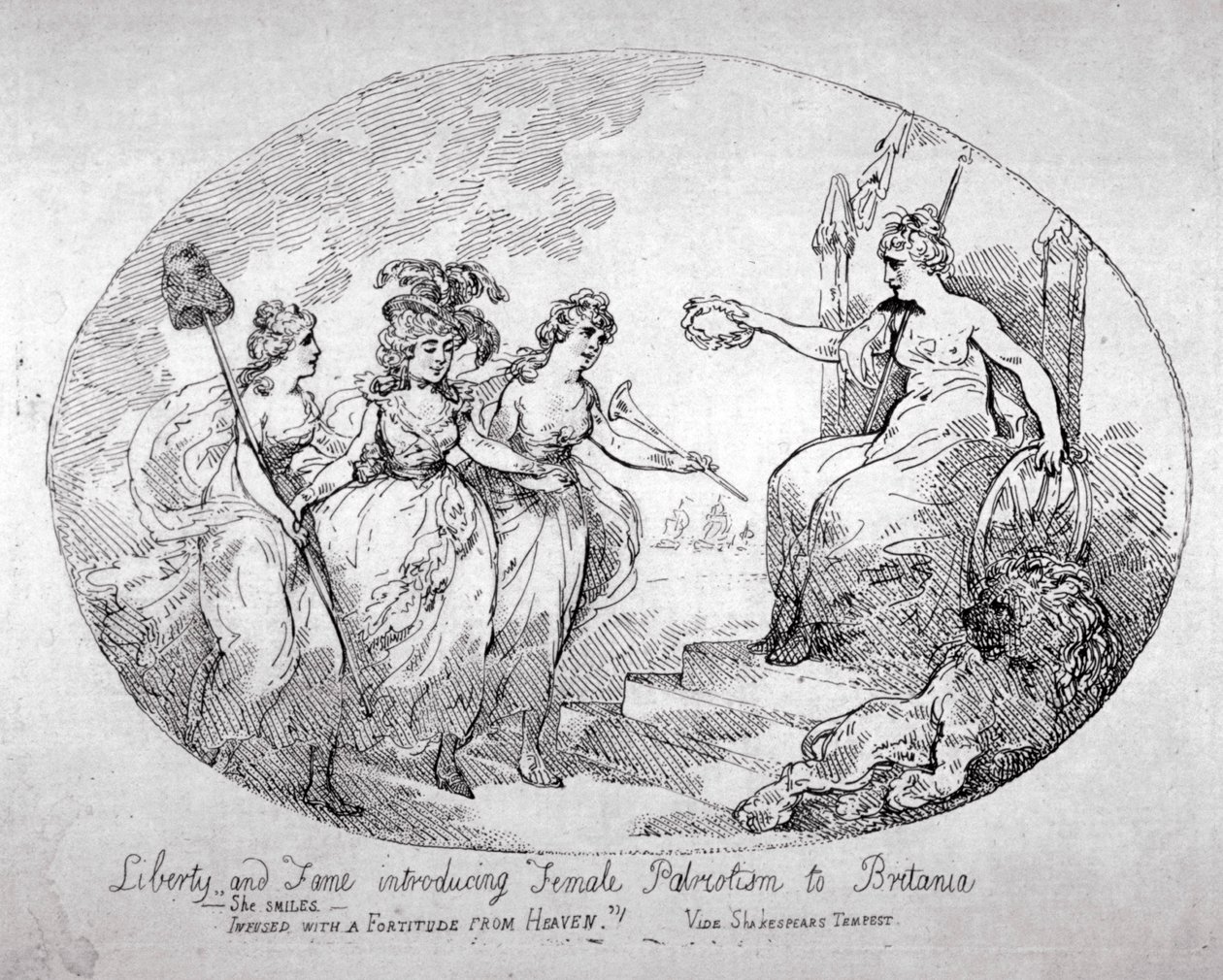 „Svoboda a sláva zavádějící ženské vlastenectví do Británie“, 1784 od Thomas Rowlandson