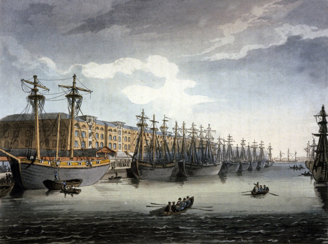 Londýn, řeka Temže a doky od Thomas Rowlandson