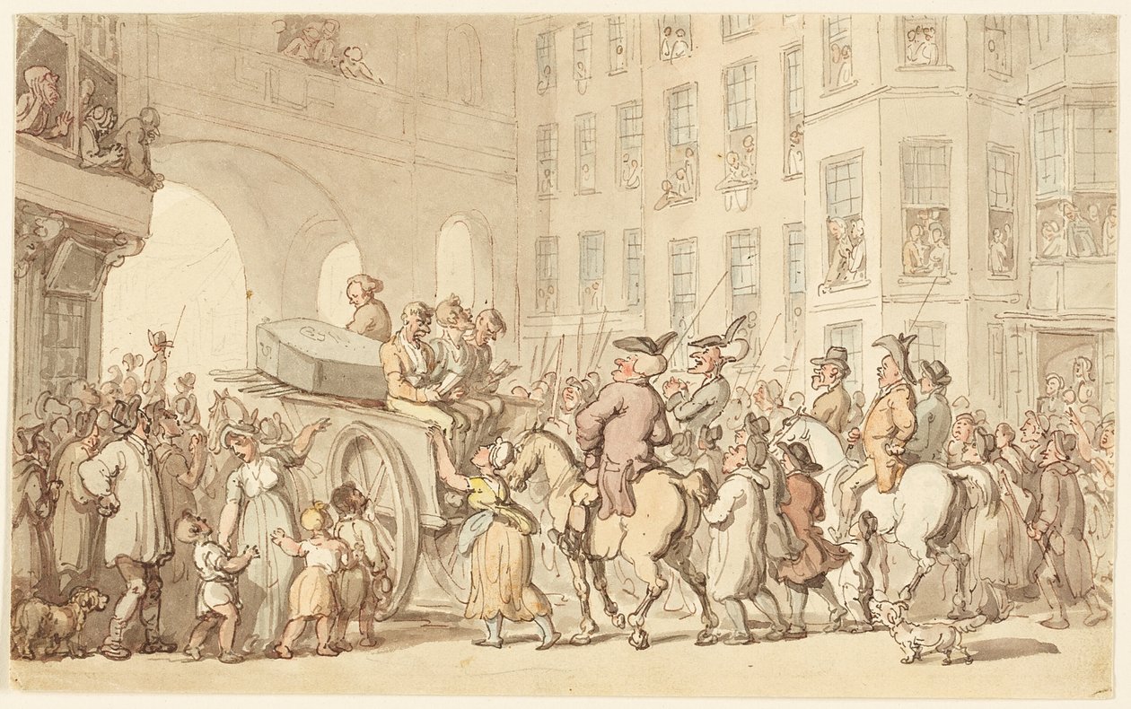 Londýnská scéna: Zločinci na cestě do Tyburnu od Thomas Rowlandson