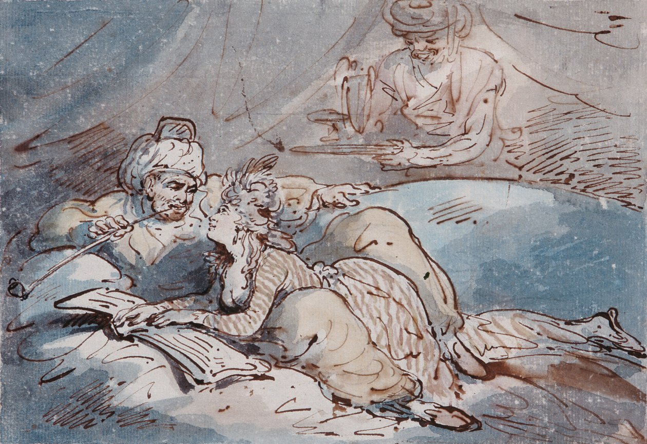 Láska na východě, cca 1787 (pero a barva) od Thomas Rowlandson