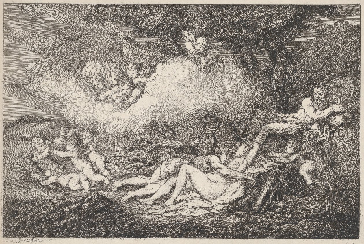 Mars a Spící Venuše s Puttim, 1799., 1799. od Thomas Rowlandson