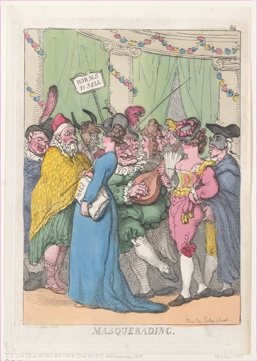 Masquerading, [30. srpna 1811], přetištěno., [30. srpna 1811], přetištěno. od Thomas Rowlandson