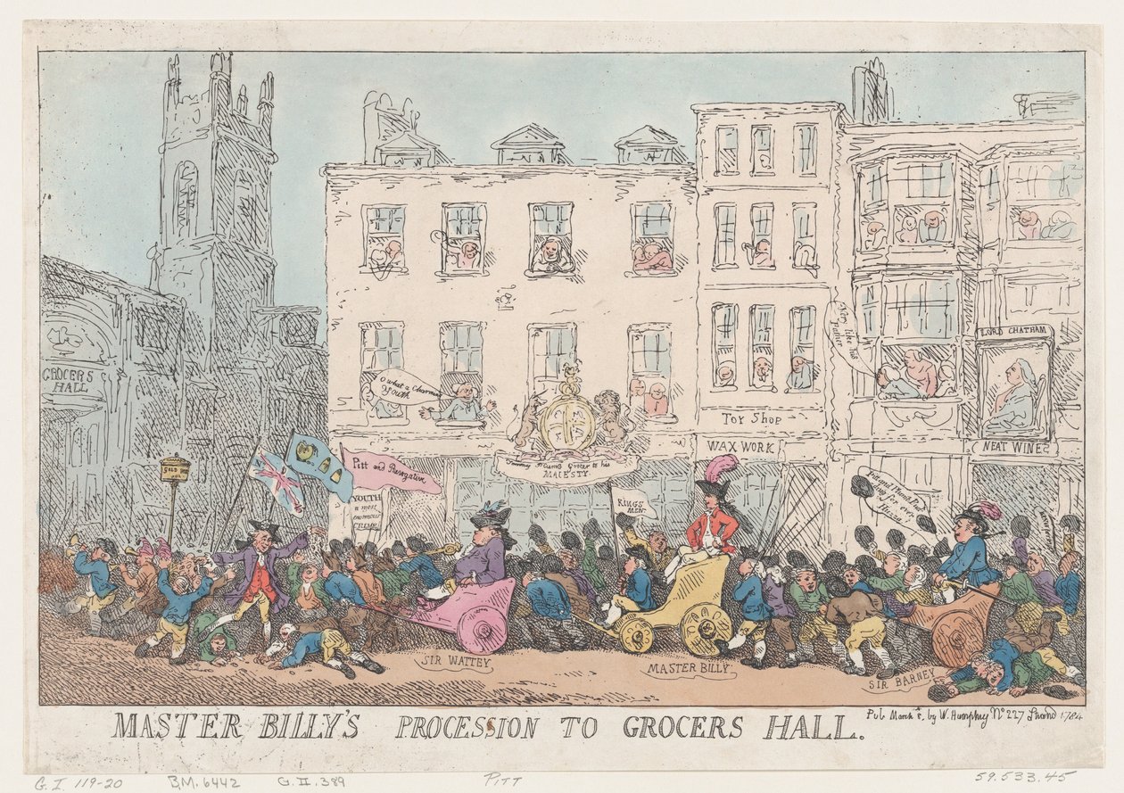 Průvod mistra Billyho do Grocers Hall, 8. března 1784, 8. března 1784. od Thomas Rowlandson