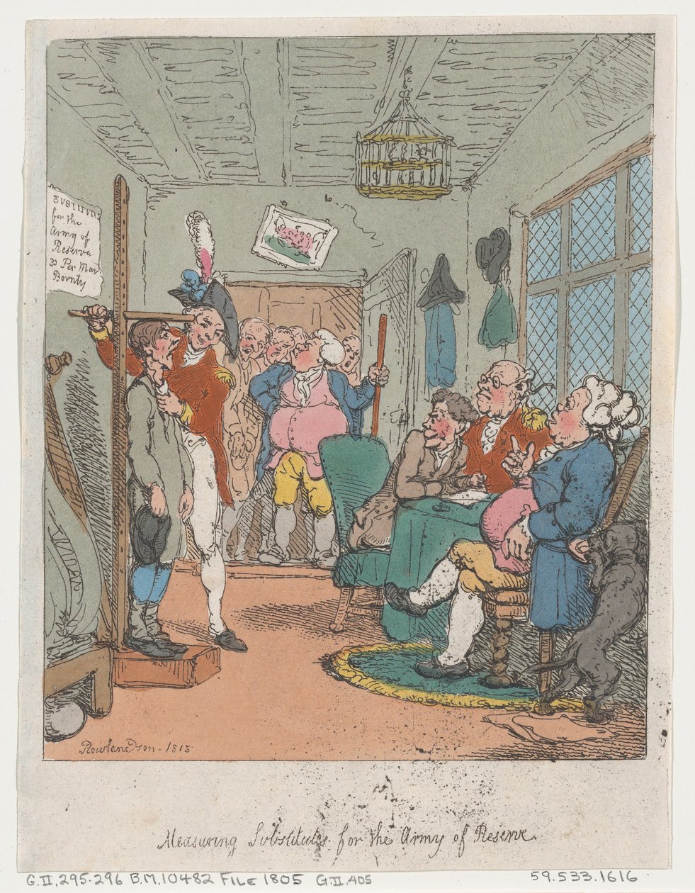 Měření náhradníků pro záložní armádu, 1815., 1815. od Thomas Rowlandson