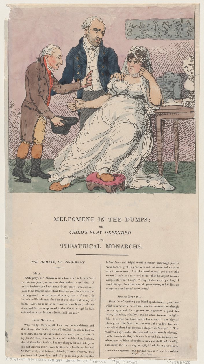 Melpomene na skládkách aneb Dětská hra bráněná divadelními panovníky, 1804., 1804. od Thomas Rowlandson