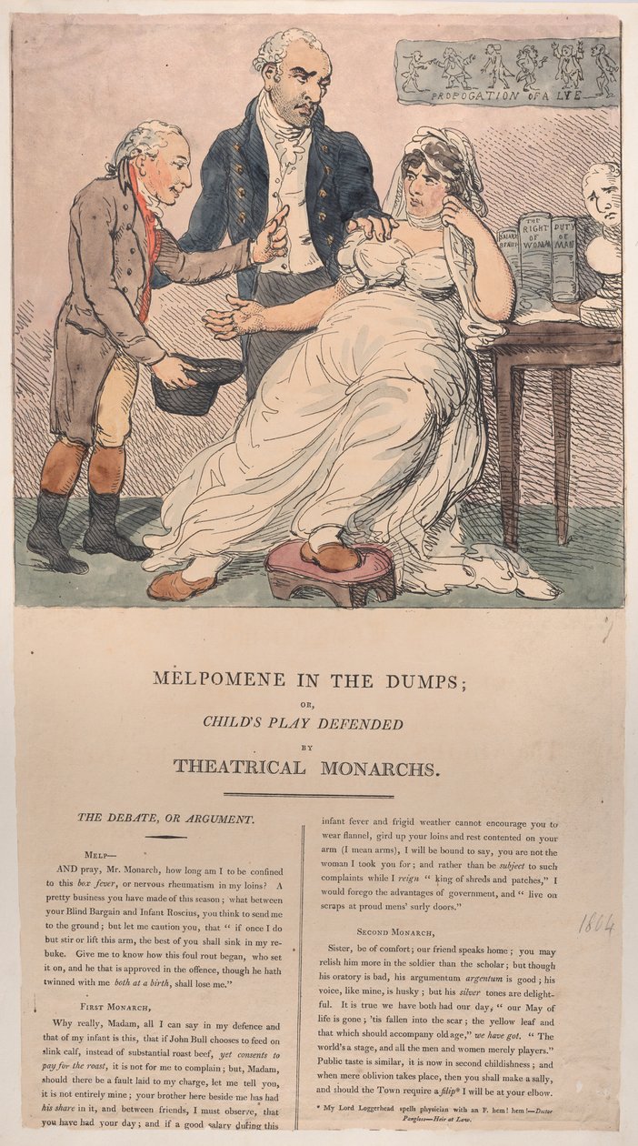 Melpomene na skládkách aneb Dětská hra bráněná divadelními panovníky, 1804., 1804. od Thomas Rowlandson