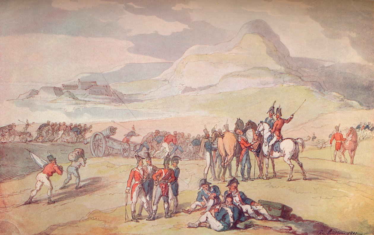 Vojenská scéna: Vyloďovací jednotky a děla., 1801. 1914 od Thomas Rowlandson