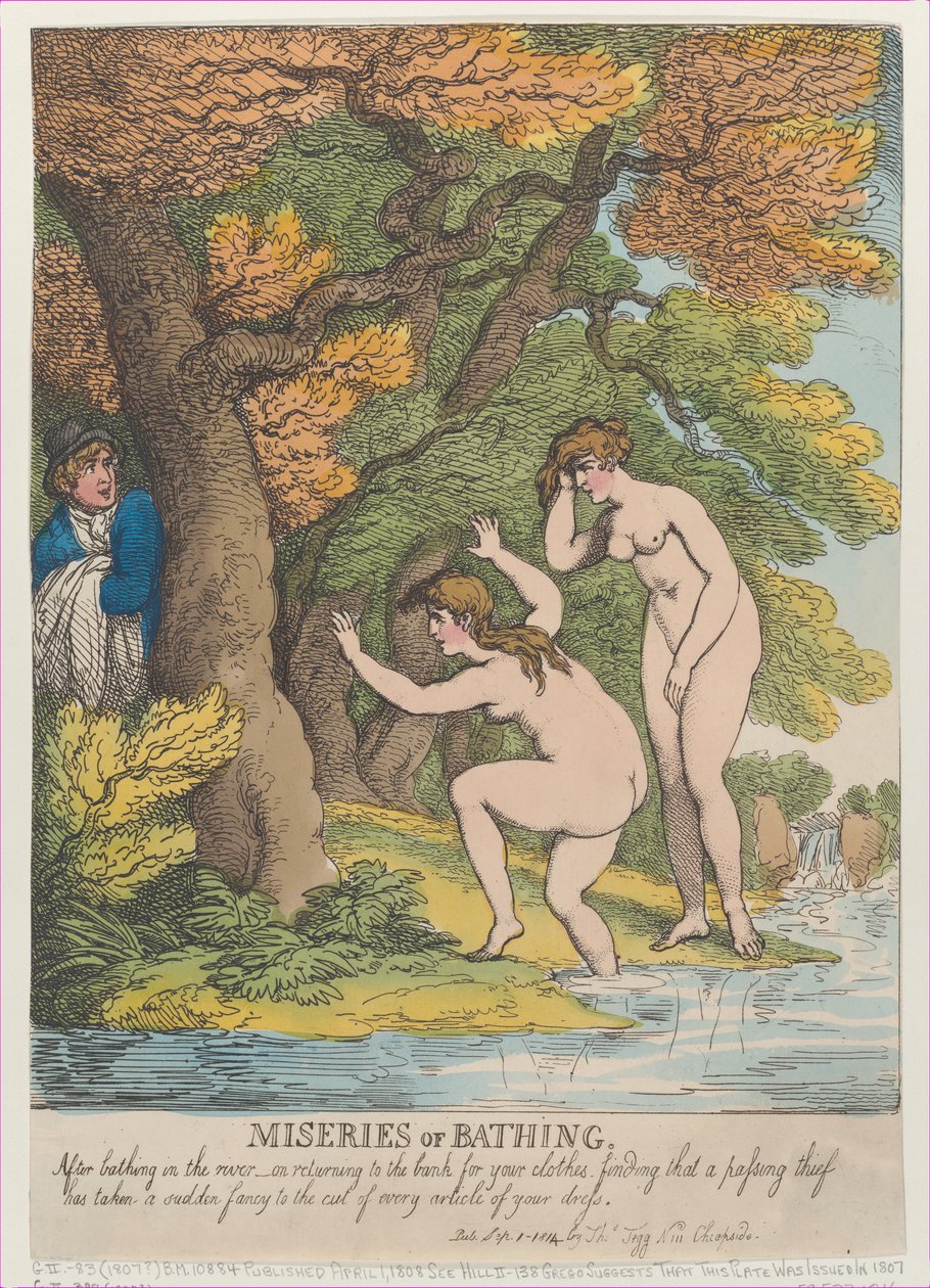 Miseries of Bathing, [1. dubna 1808], znovu vydáno září..., [1. dubna 1808], znovu vydáno 1. září 1814. od Thomas Rowlandson