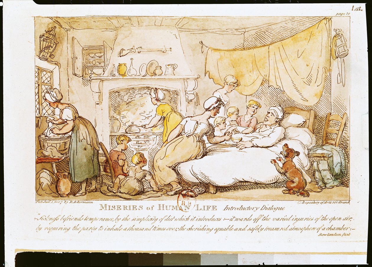 Miseries of Human Life: Introductory Dialogue, vydal R. Ackermann, 1807 od Thomas Rowlandson