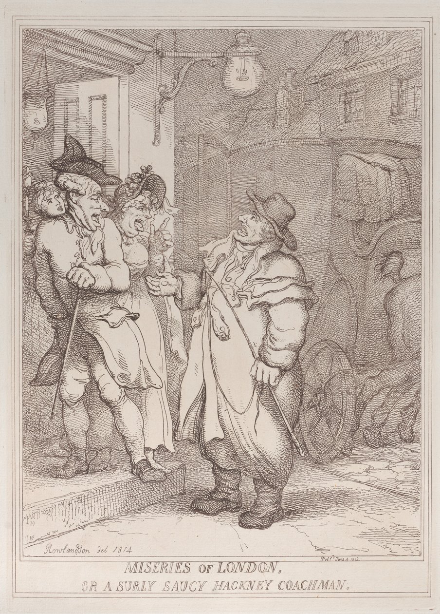 Londýnské strasti, aneb mrzutý a drzý kočí z Hackney od Thomas Rowlandson