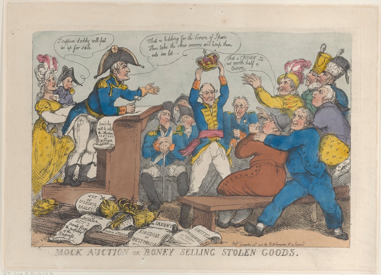 Falešná aukce nebo prodej kostek ukradeného zboží, 25. prosince 1813, 25. prosince 1813. od Thomas Rowlandson