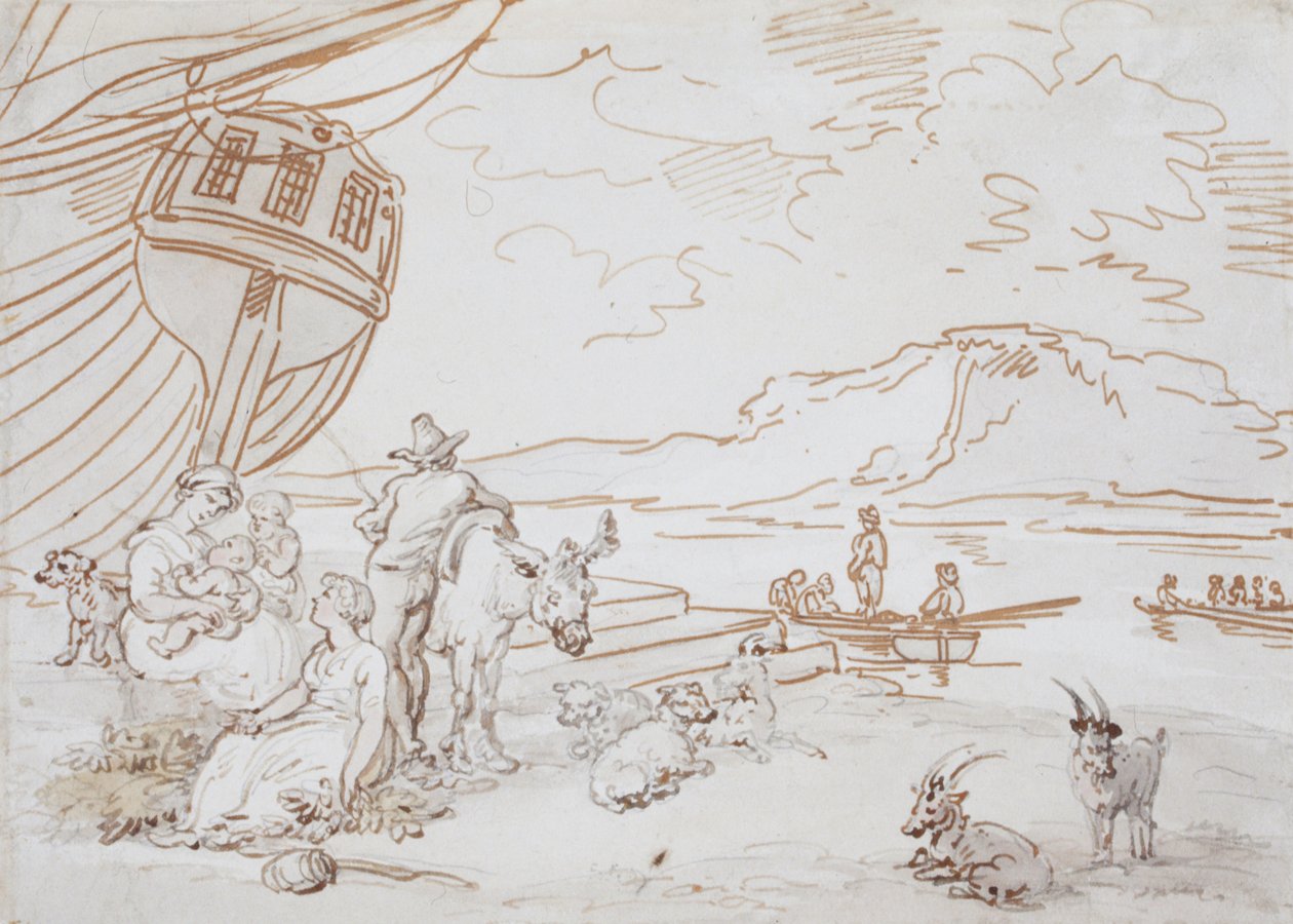 Matka s dětmi u vody od Thomas Rowlandson