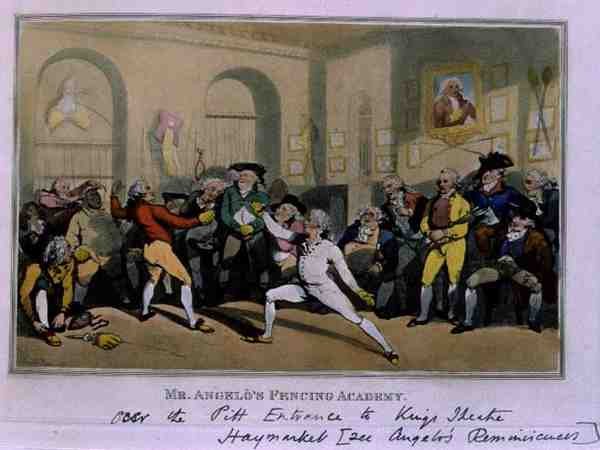Akademie šermu pana Angela od Thomas Rowlandson