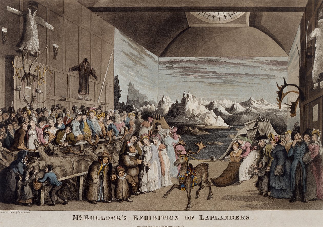 Výstava Laponců pana Bullocka v Egyptském sále na Piccadilly, 1822 (akvatinta) od Thomas Rowlandson