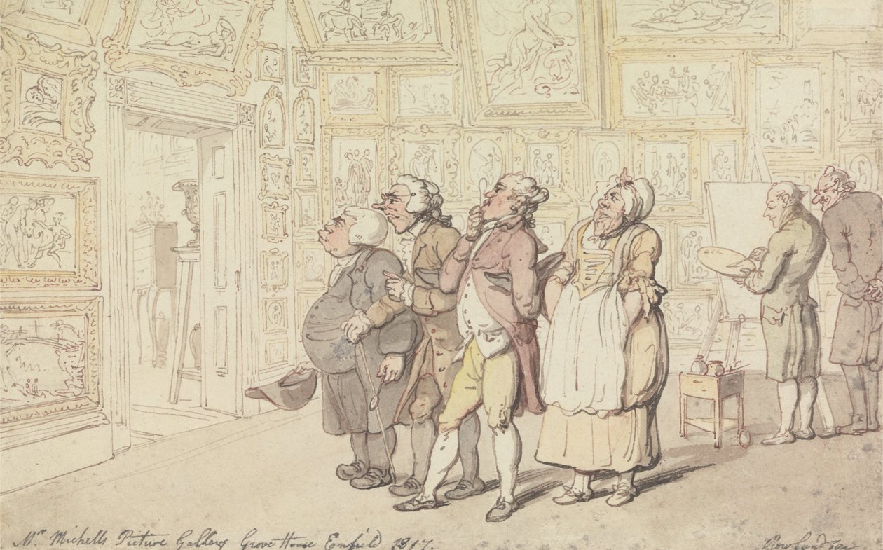 Obrazová galerie pana Michella, Grove House, Enfield, 1817 od Thomas Rowlandson