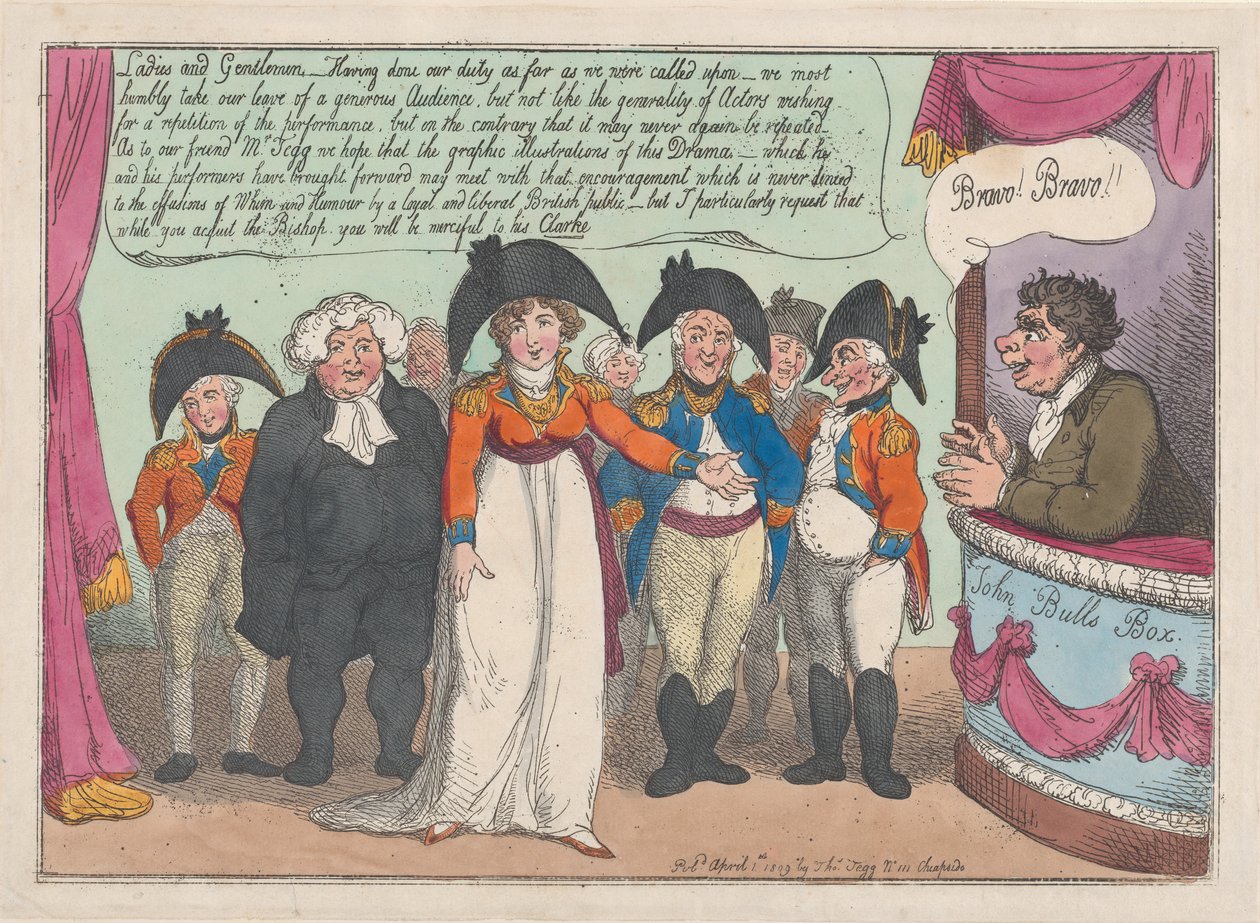 Loučení paní Clarkeové s publikem. Koncovka, 1. dubna 1809, 1. dubna 1809. od Thomas Rowlandson