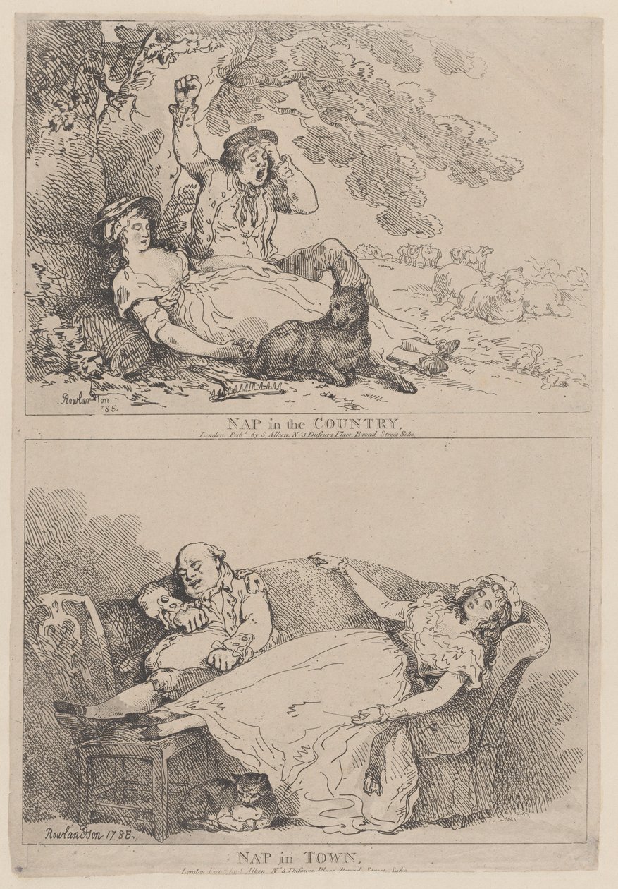 Nap na venkově, Nap in Town, 1785., 1785. od Thomas Rowlandson