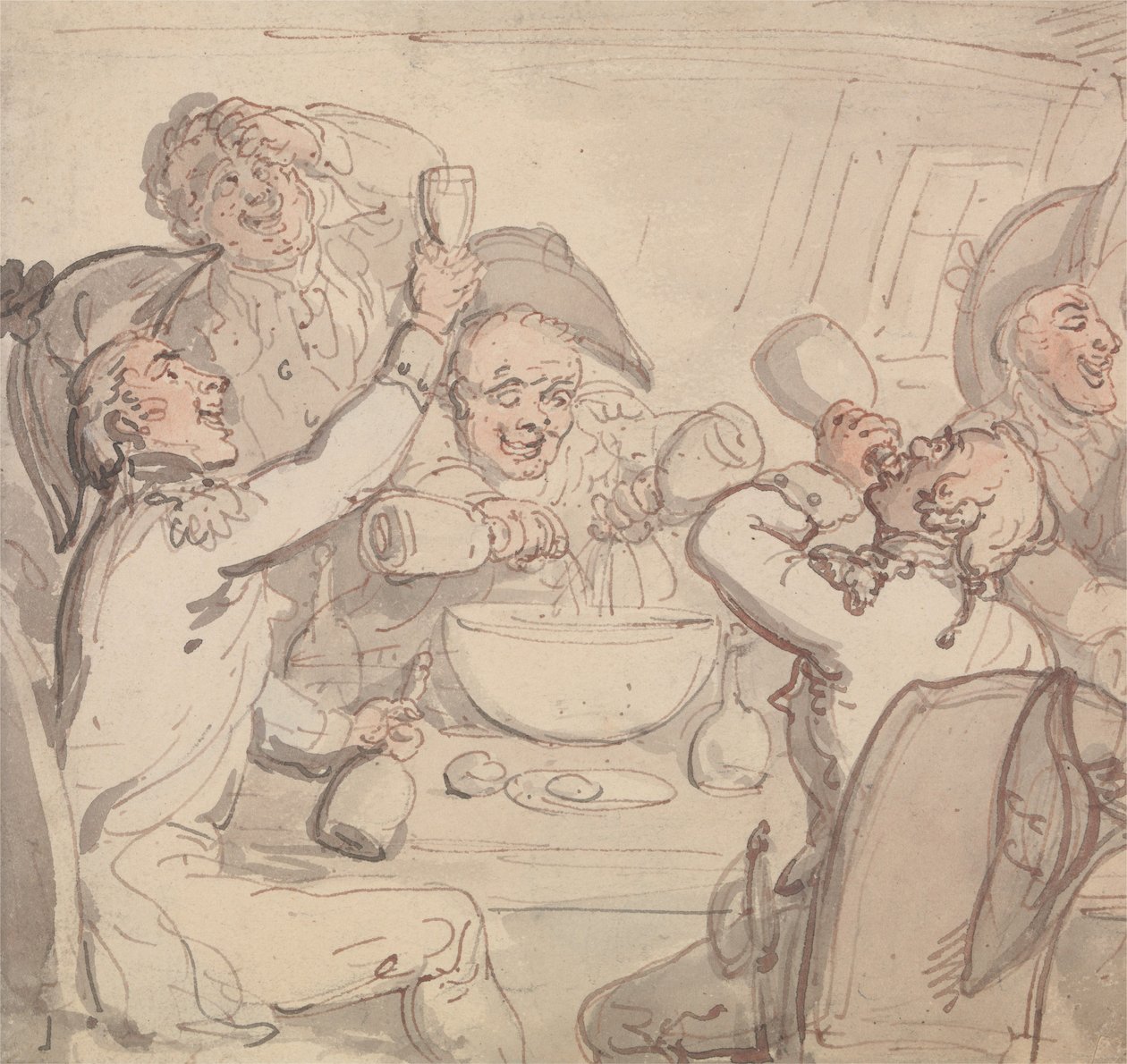 Námořní důstojníci a mísa s punčem od Thomas Rowlandson
