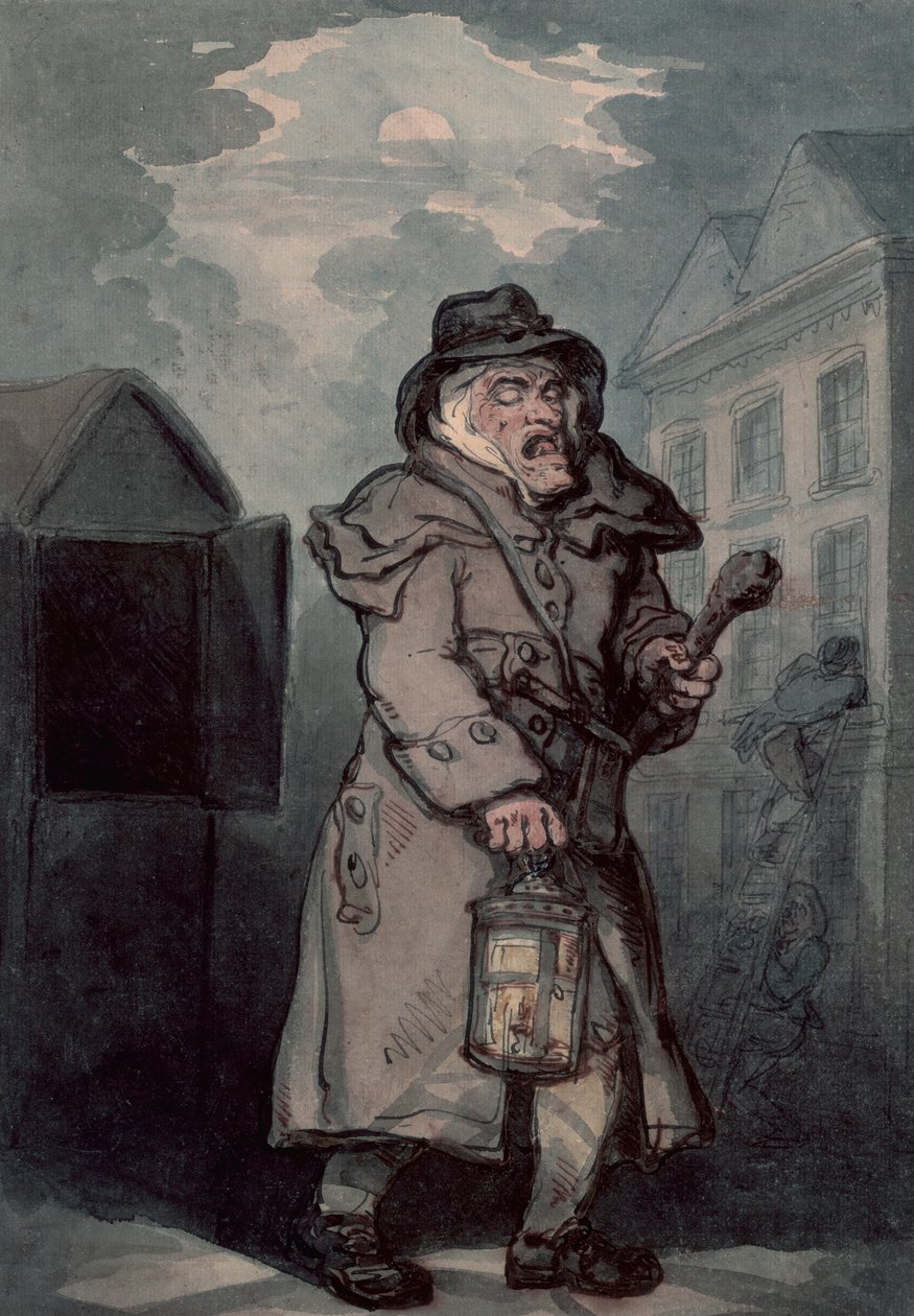 Noční hlídač, konec 18. století od Thomas Rowlandson