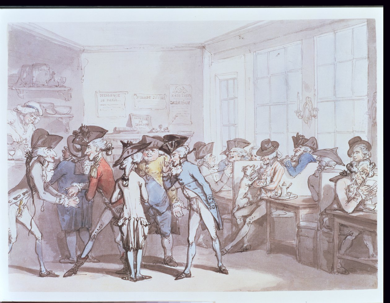 No.1732 A French Coffee House (pero a inkoust, wc) od Thomas Rowlandson