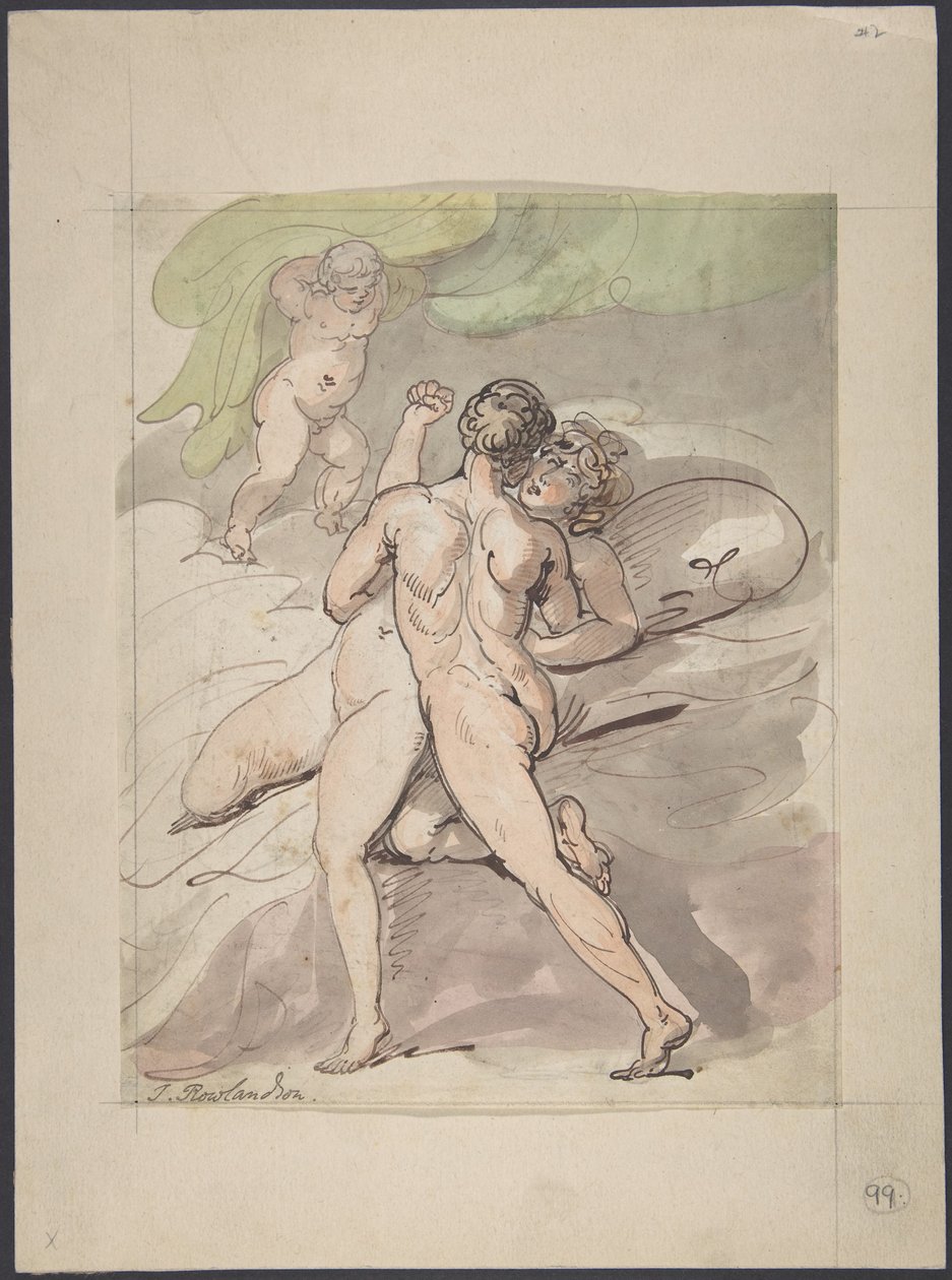 Objímající se nahý pár od Thomas Rowlandson