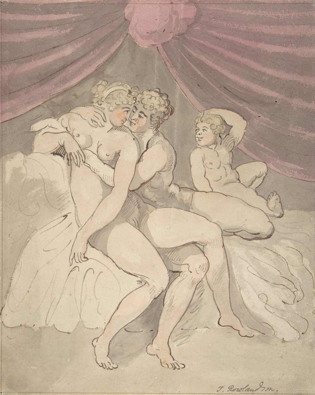 Objímající se nahý pár, 1780-1827. od Thomas Rowlandson