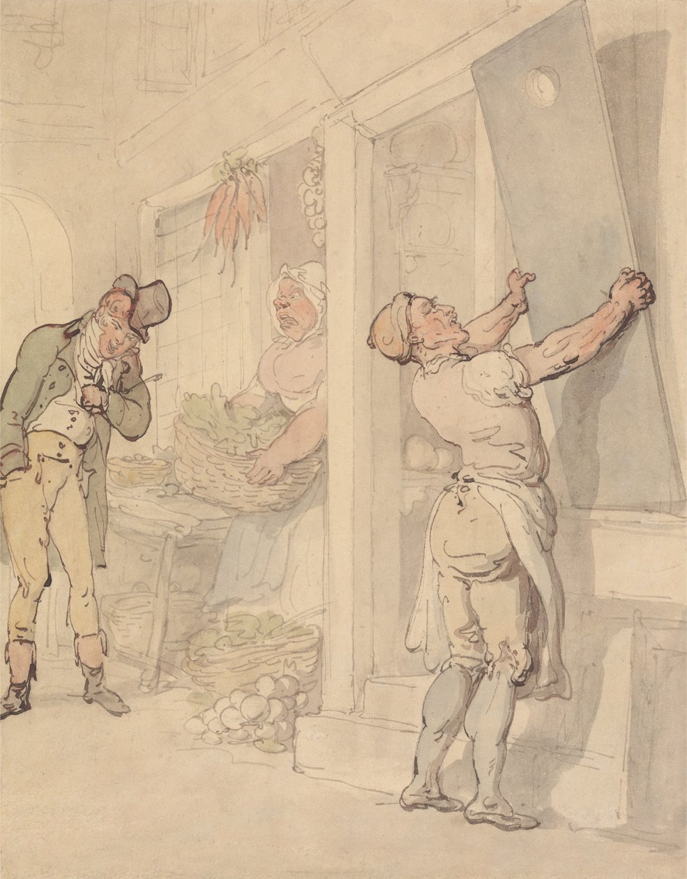 Před obchodem s ovocem a zeleninou od Thomas Rowlandson