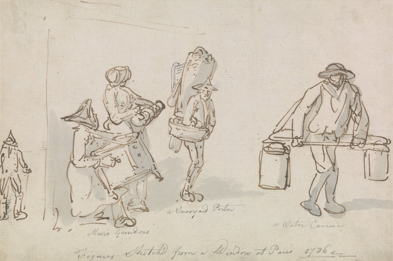Postavy z pařížských ulic od Thomas Rowlandson