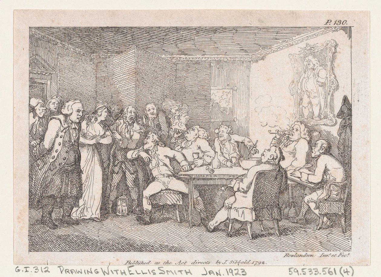 Parson Adams & Fanny vyšetřili jako viníky před venkovskou spravedlností, z Dobrodružství..., 1792. od Thomas Rowlandson