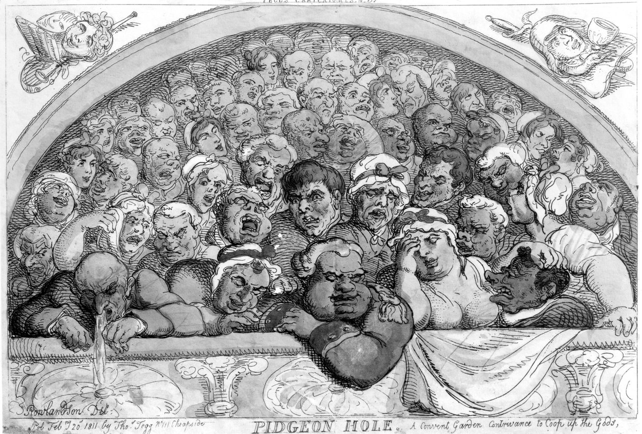 Holubí díra - Konvent [sic] Zahradní vynalézavost, jak se vyrovnat s bohy, 1811 od Thomas Rowlandson