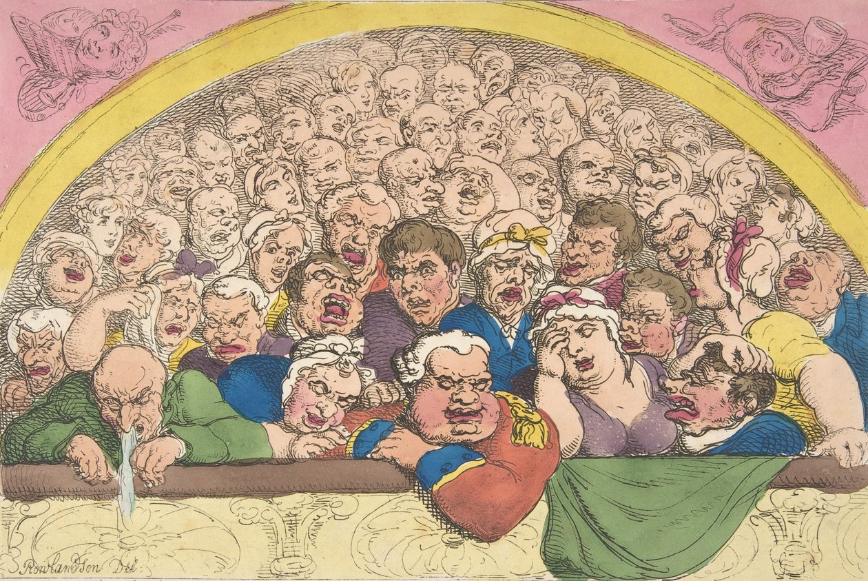 Holubí díra. Konvent Garden Contrivance to Coop up the Gods, 20. února, ..., 20. února 1811. od Thomas Rowlandson