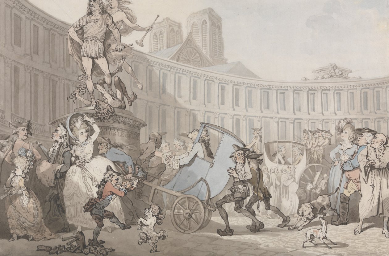 Place des Victoires, Paříž od Thomas Rowlandson