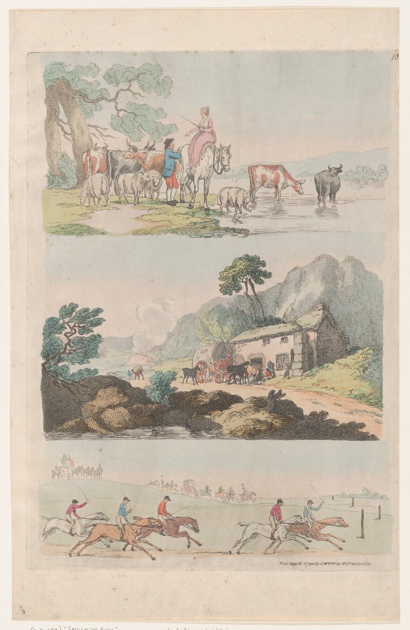 Deska 10, Obrysy obrazců, krajiny a dobytka...pro potřebu studujících, ..., 6. srpna 1790. od Thomas Rowlandson