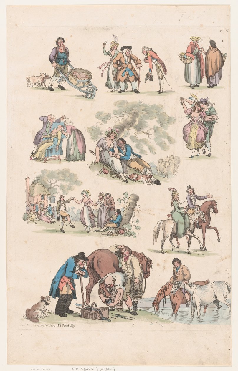 Talíř 14, Obrysy obrazců, krajiny a dobytka...pro potřebu studujících, Ju..., 1. června 1790. od Thomas Rowlandson