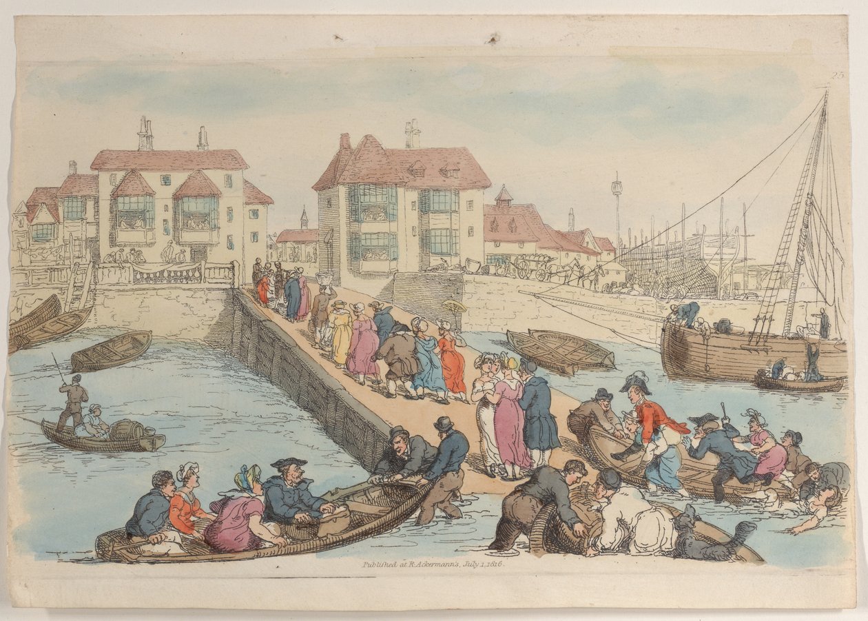 Deska 25: Místo přistání, z World in Miniature, 1816., 1816. od Thomas Rowlandson