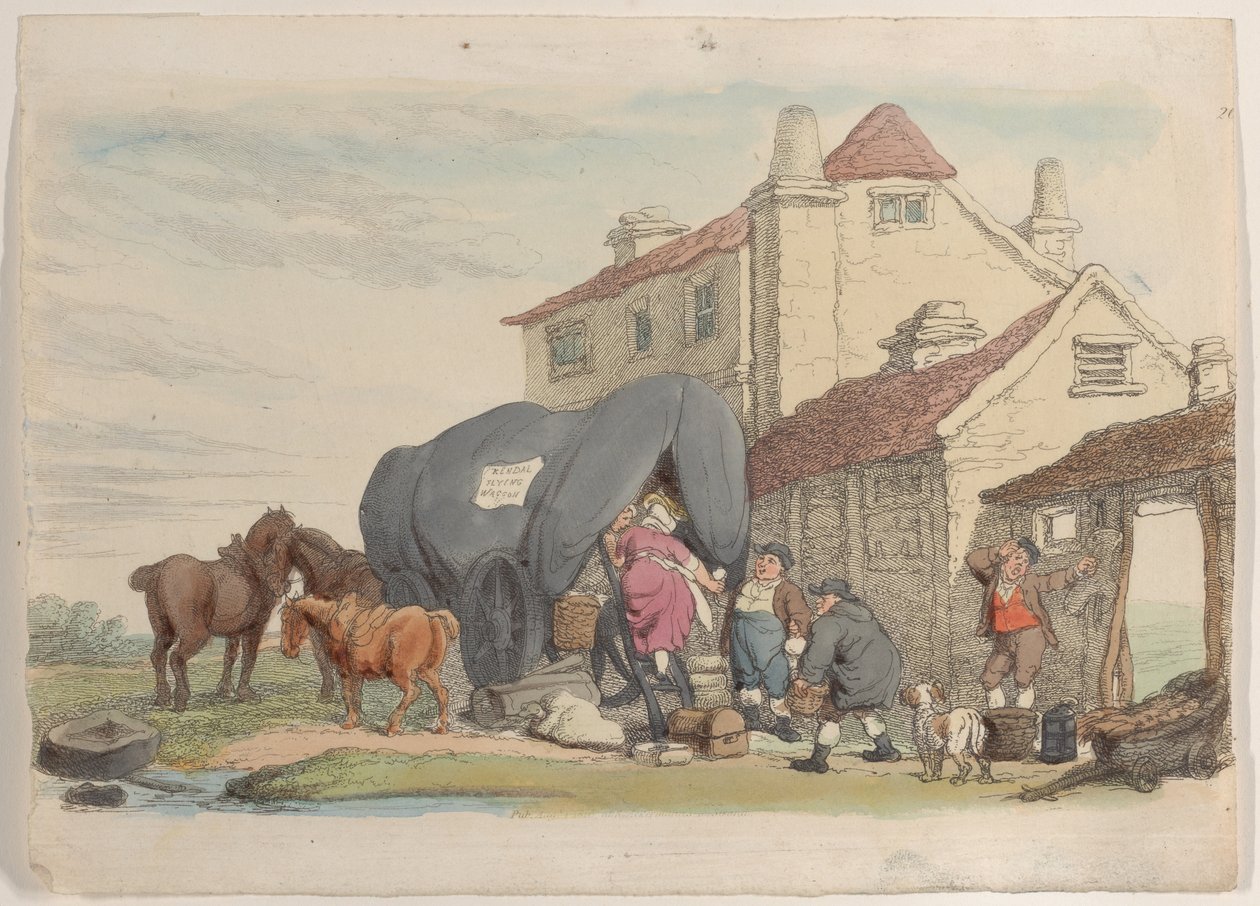 Deska 26: Létající vůz, z World in Miniature, 1816., 1816. od Thomas Rowlandson
