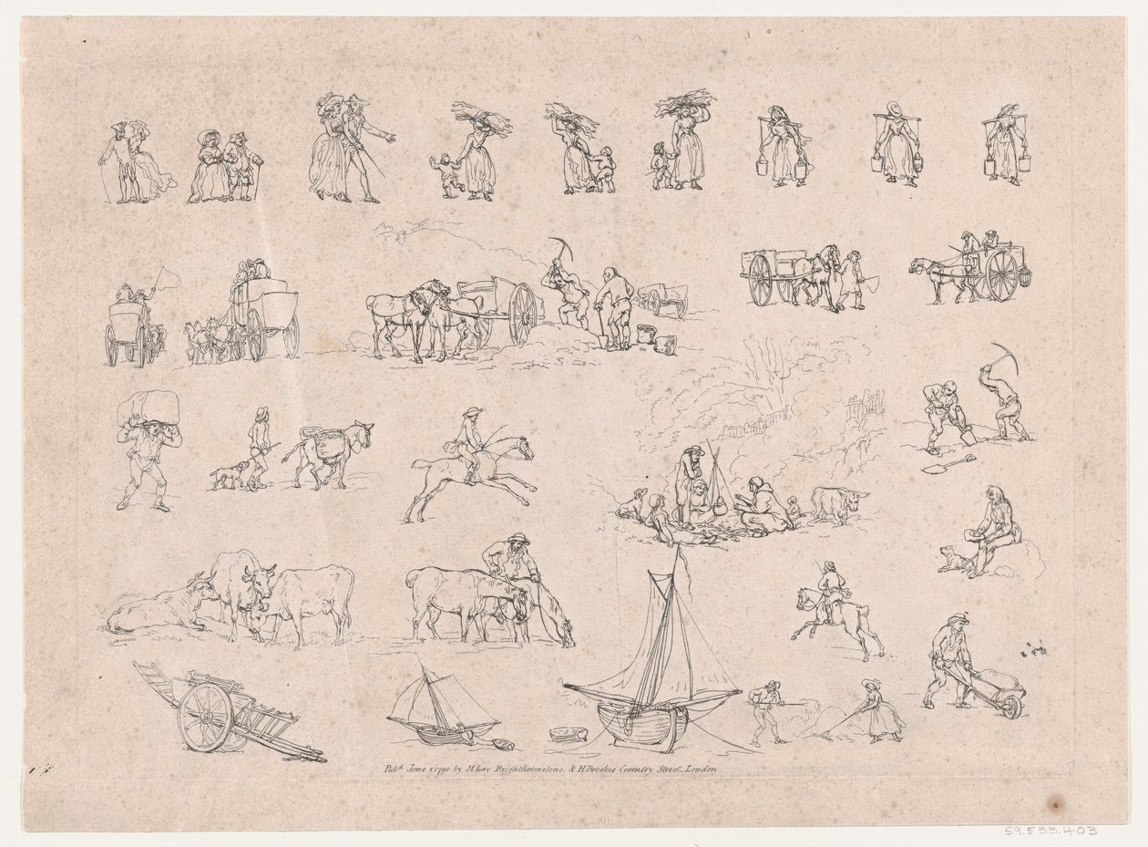 Talíř 2, Obrysy obrázků, krajiny a dobytka...pro potřeby studentů, červen..., 1. června 1790. od Thomas Rowlandson