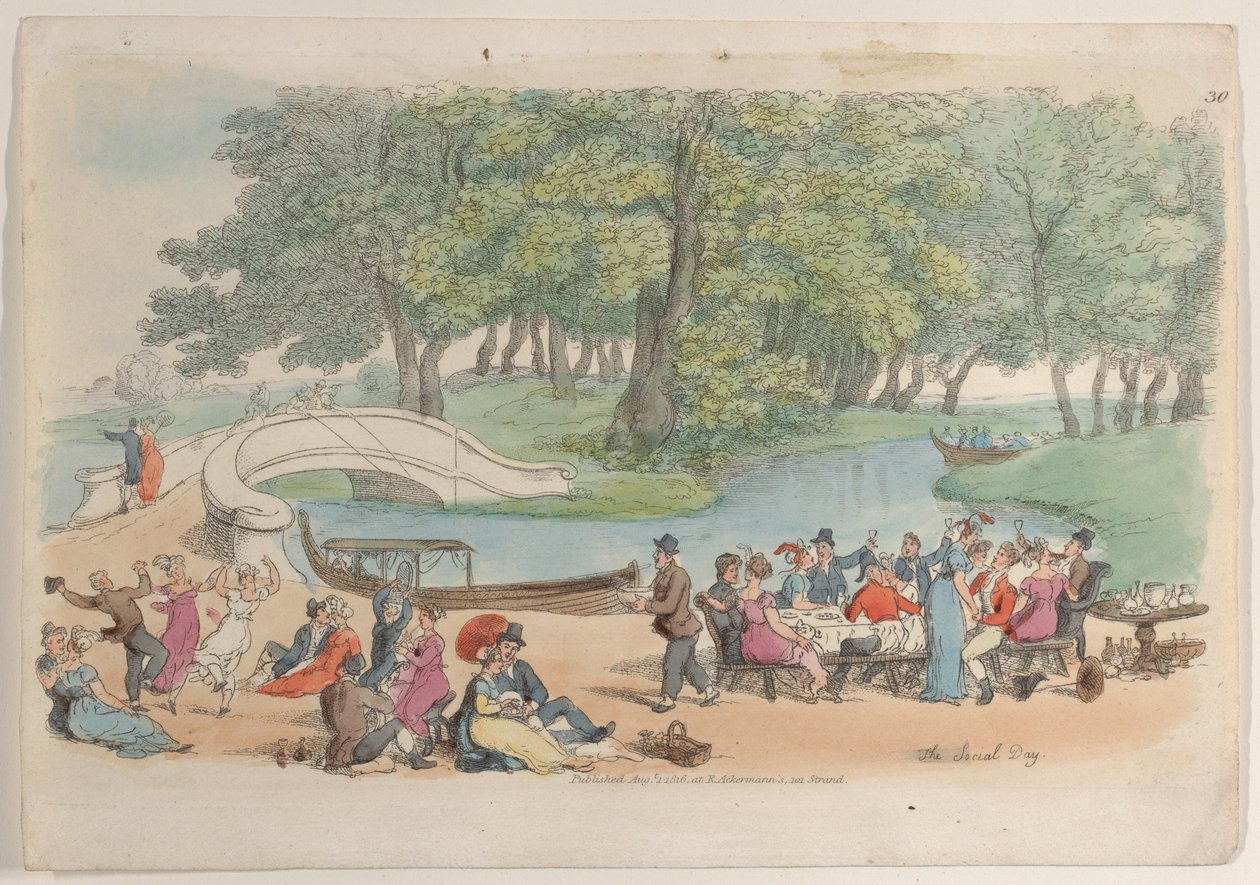 Talíř 30: Společenský den, z World in Miniature, 1816., 1816. od Thomas Rowlandson
