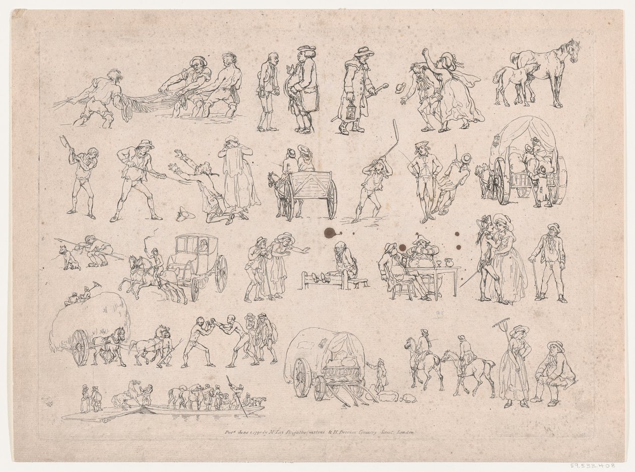Talíř 4, Obrysy obrázků, krajiny a dobytka...pro potřeby studentů, Ma..., 8. března 1790. od Thomas Rowlandson